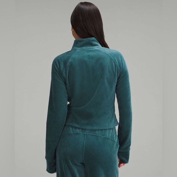 Lululemon Scuba Track Jacket *Velvet Cord in Storm Teal Size 2 - Picture 2 of 9